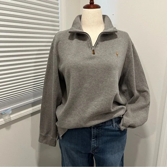 Polo Ralph Lauren, Quarter Zip Pullover, Grey, Men’s Size Large - Picture 3 of 14